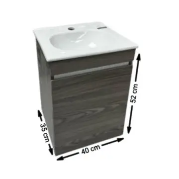 Tocador Con Lavabo Sin Rebosadero Natia Cedro 40 Gris