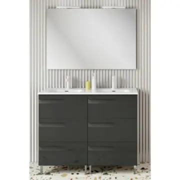 Tocador Con Espejo Y Lavabo Esbaño Royomex Vitale Con Patas 120 91225 Laca Gris