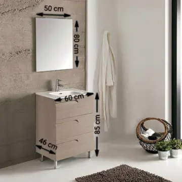 Tocador Con Patas Espejo Y Lavabo Vitale 60 91362 Drift Wood