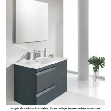 Tocador Sin Patas Con Espejo Y Lavabo Esbaño 80 Vitale 91110 Gris Lacado
