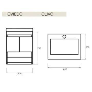 Tocador Con Lavabo de Una Perforación Valmex Oviedo 51x35x80 Olivo