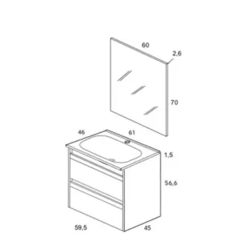 Tocador Esbaño Style 60 Con Lavabo Y Espejo Laca Blanca
