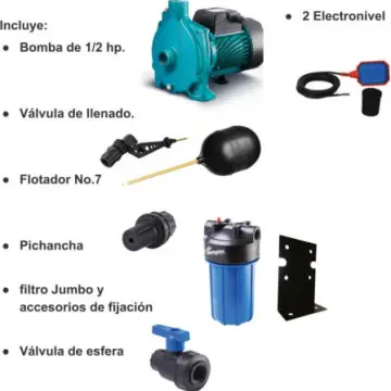 Cisterna de 2800 Litros Rotoplas Equipada Con Bomba, Filtro Y Accesorio 510157 Azul