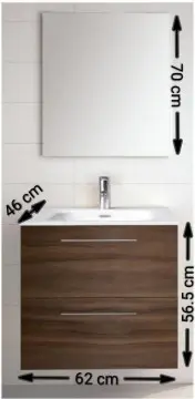 Tocador Esbaño Easy 60 Con Lavabo Y Espejo Nogal Terracota 91308