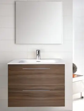 Tocador Esbaño Easy Pack 80 Con Lavabo Orbis Y Espejo Nogal Terracota 91311