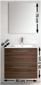 Tocador Esbaño Easy Pack 80 Con Lavabo Orbis Y Espejo Nogal Terracota 91311