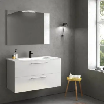 Tocador Esbaño Easy 80 Con Lavabo Orbis Y Espejo Laca Blanca 91312