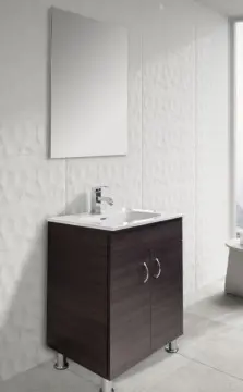 Tocador Esbaño Nova 60 Con Lavabo Orbis Y Espejo Roble Dakar 91324