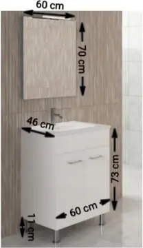 Tocador Esbaño Nova 60 Con Espejo Y Lavabo Orbis Blanco 91323