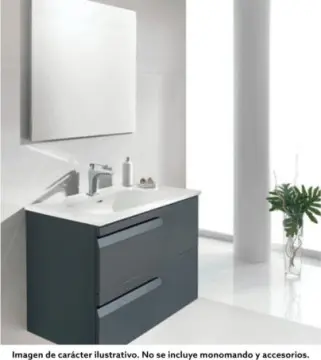 Tocador Sin Patas Con Espejo Y Lavabo Esbaño 60 Vitale 91106 Gris Lacado