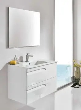 Tocador Esbaño Vitale 60 Con Lavabo Orbis Y Espejo Laca Blanca 91105
