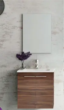 Tocador Esbaño Urban Pack 50 Con Lavabo Spirit Y Espejo Nogal Terracota 91328