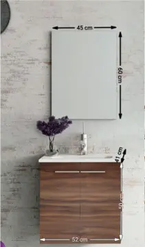 Tocador Esbaño Urban Pack 50 Con Lavabo Spirit Y Espejo Nogal Terracota 91328