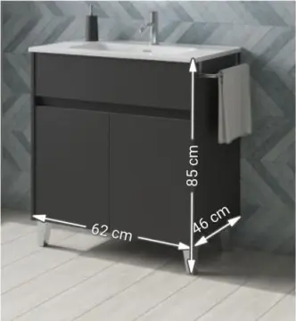 Tocador Band 60 Con Lavabo Orbis  Sin Espejo Gris Mate 90406 Esbaño