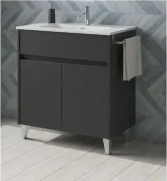 Tocador Band 80 Con Lavabo Orbis Sin Espejo Gris Mate 90409