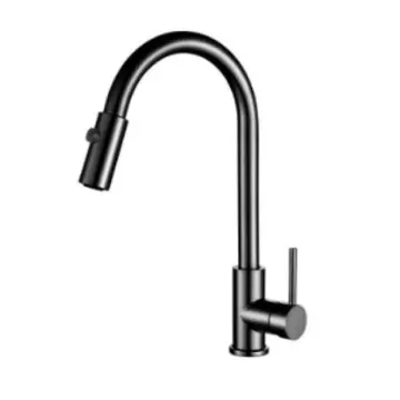 Monomando Ecológico Nariz Retractil  Para Fregadero Dica 4088.2 Negro Mate