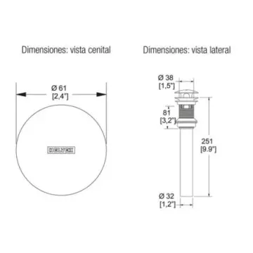 Contra Para Lavabo Helvex Th-062 Tipo Hongo Con Rebosadero Cromo.