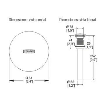 Contra Con Sistema Push Y Rebosadero Para Lavabo Helvex Th-064 Cromo