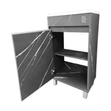 Tocador Marmol Nala 46 N Lavabo Y Espejo, Con Puerta Negro