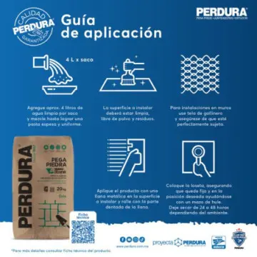 Pega Piedra Perdura Gris 20 Kg.