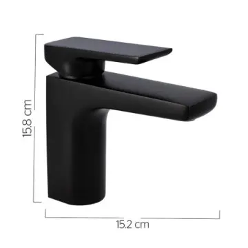 Monomando Corto Para Lavabo Urrea Quadro 2 9456qu.2 Negro Mate