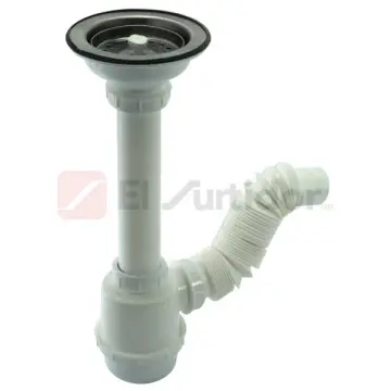 Céspol Flexible Con Bote Grande Y Contracanasta Para Fregadero Fleximatic 3500 Blanco