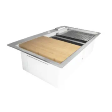 Tarja de Empotrar de 2 Tinas Con Accesorios Elaky Efd-342075-aco 68x50cm Satín