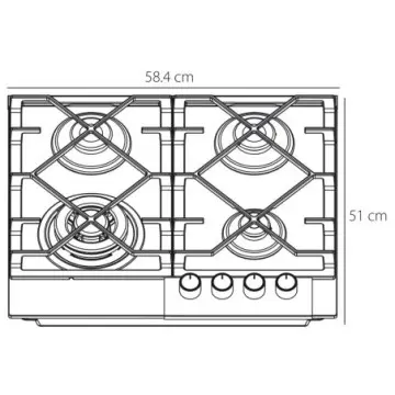 Parrilla de Gas Eb-técnica 4Q Eb-485bl Acero Inoxidable