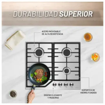 Parrilla Nuur de 4 Quemadores 59cm Parga4ai Acero Inoxidable