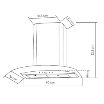 Campana EB Tecnica de 90cm  Sensor Cristal  Curvo Eb-392-a