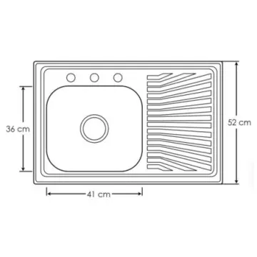 Tarja de Empotrar Eb Técnica  Marck 80x52 cm Escurridor Derecho K-102