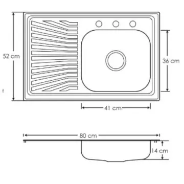 Tarja de Empotrar Eb Técnica  Marck 80x52 cm Escurridor Izquierdo K-101