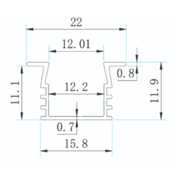 Tira Trim de Aluminio Luz Led 12.5mm X 2.5m Plata Mate 705