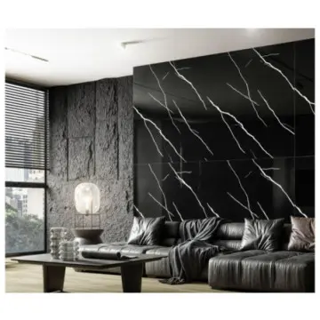 Panel Pvc Black Marmol Brillo 1.22x2.44m (2.97m2) Pvc001