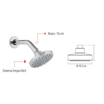 Regadera de Plato Redondo Dica Con Brazo Y Chapetón 4540 Cromo