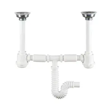 Céspol Doble Flexible Para Fregadero Con Contracanasta Urrea 3735 Blanco