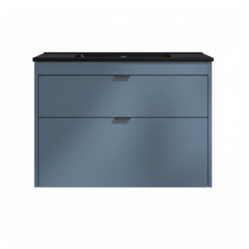 Tocador Esbaño Spazio Con Lavabo Orbis Negro 80cm 90439 Azul Mate