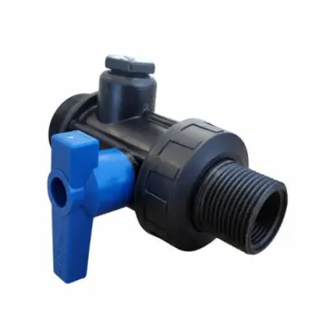 Multiconector Rotoplas Con Válvula Esfera y Tuerca Unión 310054 Negro