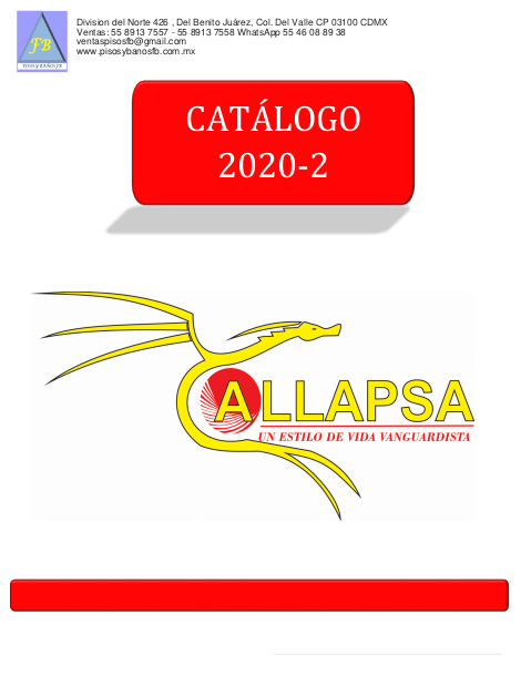 Catálogo l&iacute;nea Allapsa 2020