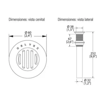 Contra Con Rejilla Para Lavabo Sin Rebosadero Helvex Th-059 Cromo