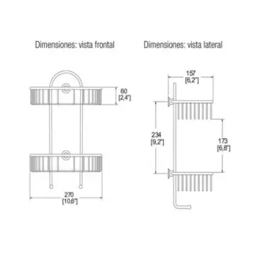 Repisa Semicircular Doble Rejilla Helvex Rej-03 Cromo
