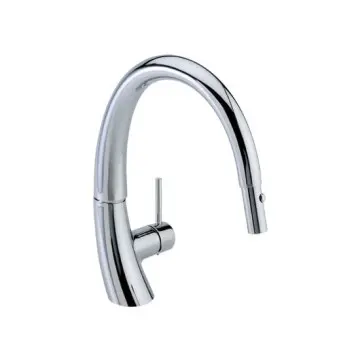 Monomando Curvo Para Fregadero Con Cabezal Retráctil Helvex E-307 Cromo