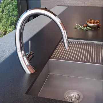 Monomando Curvo Para Fregadero Con Cabezal Retráctil Helvex E-307 Cromo