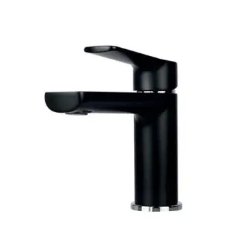 Monomando Para Lavabo Tecnobath Lucent Tb13.011 Negro/cromo