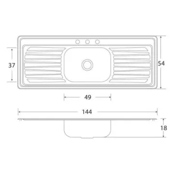 Tarja de Acero Inoxidable Con Dos Escurridores 144x54 Eb-técnica C-203n Satinado