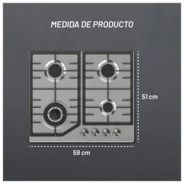 Parrilla Nuur de 4 Quemadores 59cm Parga4ai Acero Inoxidable