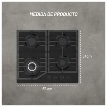 Parrilla Nuur de 4 Quemadores A Gas 59 cm Parga4vtm Negro Mate