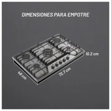 Parrilla Nuur de 5 Quemadores Para Gas Parga5ai Acero Inoxidable