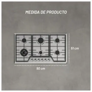 Parrilla Nuur de 6 Quemadores Parga6ai 90 cm Acero Inoxidable