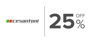 25%,  Descuento en productos de la marca Cesantoni.